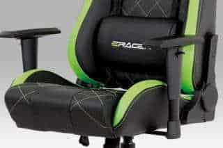 Kancelářská židle, černá+zelená ekokůže, houpací mech, plastový kříž KA-N774 GRN