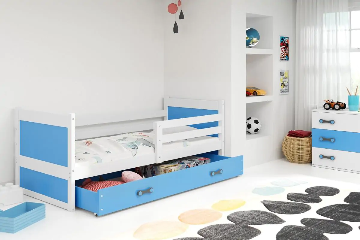 Falco Dětská postel Riky 90x200 - bílá/modrá