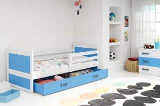 Dětská postel Riky 90x200 - bílá/modrá č.1