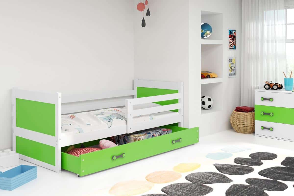 Falco Dětská postel Riky 90x200 - bílá/zelená