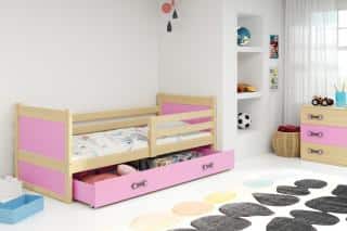 Dětská postel Riky 90x200 - borovice/růžová č.1