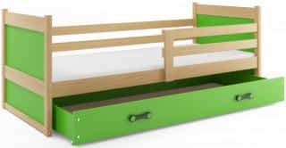 Dětská postel Riky 90x200 - borovice/zelená č.3