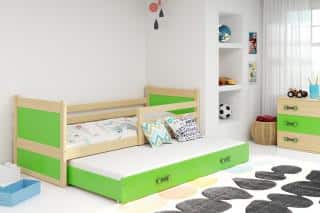Dětská postel Riky II 90x200 - borovice/zelená č.1