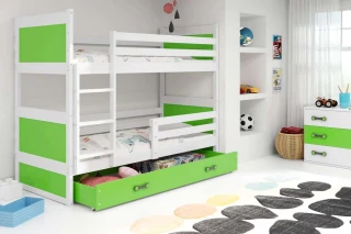 Patrová postel Riky - bílá/zelená č.1