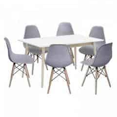 Jídelní stůl NATURE + 6 židlí UNO šedé