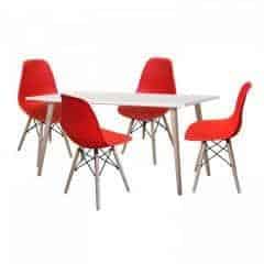 Jídelní stůl GÖTEBORG 50 + 4 židle UNO červené