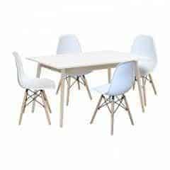 Jídelní stůl NATURE + 4 židle UNO bílé