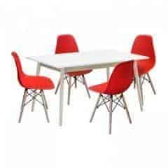 Jídelní stůl NATURE + 4 židle UNO červené