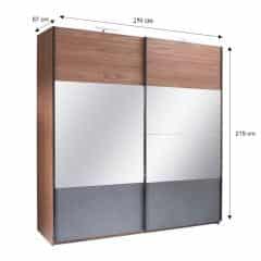 Skříň s posuvnými dveřmi, ořech / grafit, 250x219, Rekato