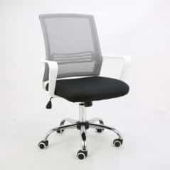 Kancelářská židle, síťovina šedá / látka černá / plast bílý, APOLO