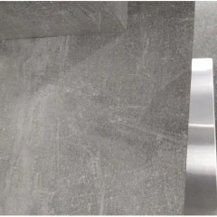 Jídelní stůl, bílá s vysokým leskem HG / beton, FARNEL