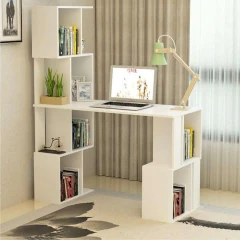 PC stůl s regálem, bílá, FLOKI NEW