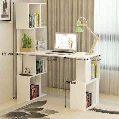 PC stůl s regálem, bílá, FLOKI NEW