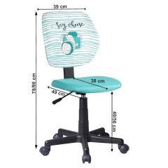 Otočná židle, látka vzor / mentolová, BLUES