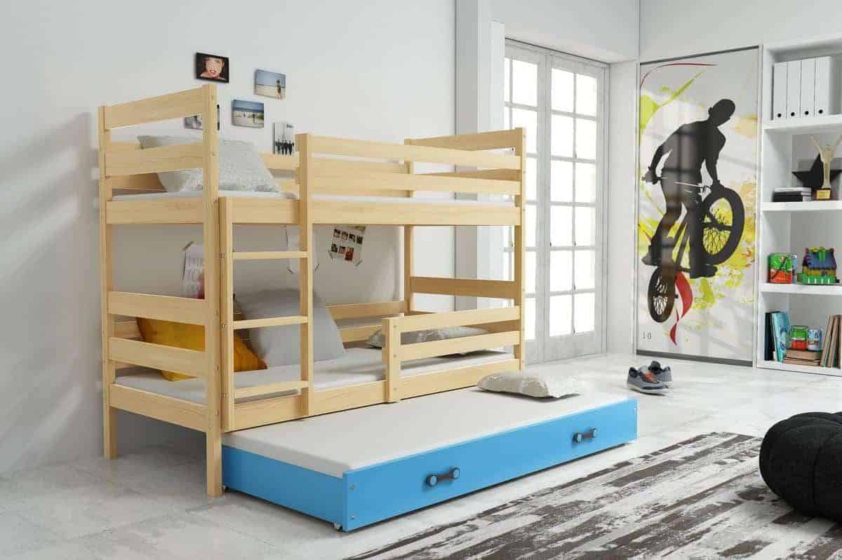 Falco Patrová postel s přistýlkou Norbert borovice/modra