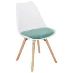 Židle, mentolová sametová látka / bílý plast / buk, Semer New