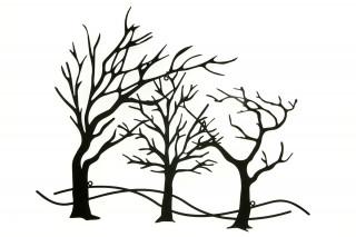 Nástěnná kovová dekorace - stromy, barva černá matná HO4365