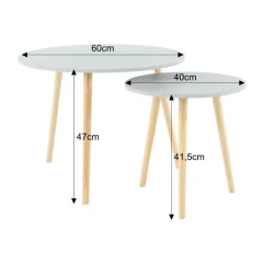 Set příručních stolů LIRAN 2v1 - mramorový efekt / dřevo natural č.3