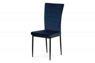 Jídelní židle AC-9910 BLUE4 - modrá látka samet / kov černý mat č.1