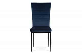 Jídelní židle AC-9910 BLUE4 - modrá látka samet / kov černý mat č.2