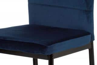 Jídelní židle AC-9910 BLUE4 - modrá látka samet / kov černý mat č.4