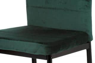 Jídelní židle, zelená látka samet, kov černý mat AC-9910 GRN4