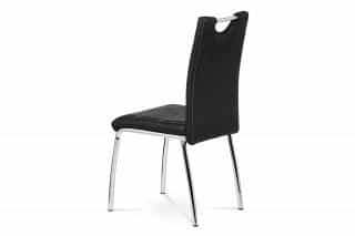 Jídelní židle, černá látka imitace broušené kůže, kov chrom AC-9930 BK3