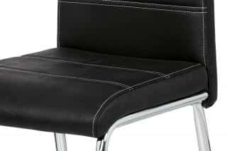 Jídelní židle, černá látka imitace broušené kůže, kov chrom AC-9930 BK3