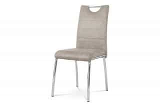 Jídelní židle, lanýžová látka imitace broušené kůže, kov chrom AC-9930 LAN3