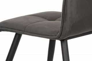 Jídelní židle, šedá látka samet, kov černý mat DCL-601 GREY4