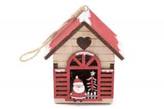 Domeček, dřevěná vánoční dekorace na pověšení KLA531 č.1