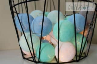 Bavlněné svítící LED kuličky Cotton Balls - mint pastel