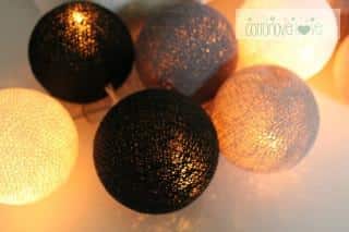 Bavlněné svítící LED kuličky Cotton Balls - grafitové