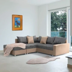 Sedací souprava s taburetem IDA NEW šedá/béžová- LEVÁ č.8
