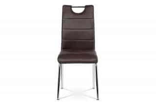 Jídelní židle, hnědá látka imitace broušené kůže, kov chrom AC-9930 BR3