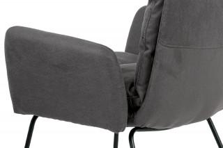 Jídelní židle, šedá látka, kov černý matný, pevné područky HC-461 GREY2