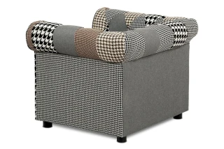 Sedačka, látka černobílá patchwork, plast černá AK-111 PW4