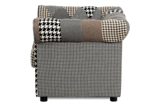 Sedačka, látka černobílá patchwork, plast černá AK-111 PW4