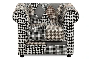 Sedačka, látka černobílá patchwork, plast černá AK-111 PW4