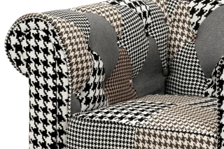 Sedačka, látka černobílá patchwork, plast černá AK-111 PW4