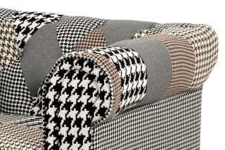 Sedačka, látka černobílá patchwork, plast černá AK-111 PW4