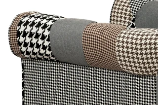 Sedačka, látka černobílá patchwork, plast černá AK-111 PW4