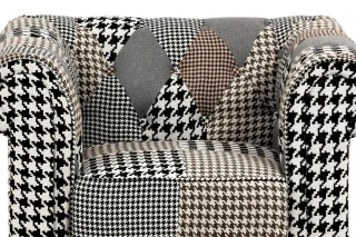 Sedačka, látka černobílá patchwork, plast černá AK-111 PW4