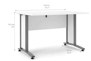 Psací stůl Office 403/437 bílá/silver grey