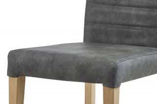 Jídelní židle - šedá látka v dekoru broušené kůže, kovová podnož, 3D dekor divoký dub WE-9092 GREY3