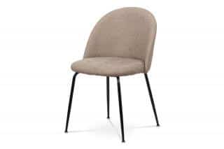 Jídelní židle - cappuccino látka, kovová čtyřnohá podnož, černý matný lak CT-017 CAP2