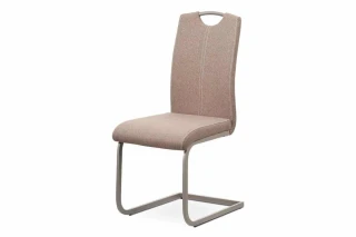 Jídelní židle - krémová látka, kovová podnož, lanýžový matný lak DCL-612 CRM2