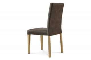 Jídelní židle - hnědá látka v dekoru broušené kůže, kovová podnož, 3D dekor divoký dub WE-9092 BR3