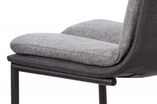 Jídelní židle - látka světle / tmavě šedá, kovová podnož, černý matný lak HC-041 GREY2