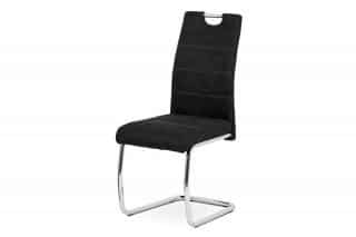 Jídelní židle - černá látka Cowboy v dekoru broušené kůže, kovová chromovaná podnož HC-483 BK3